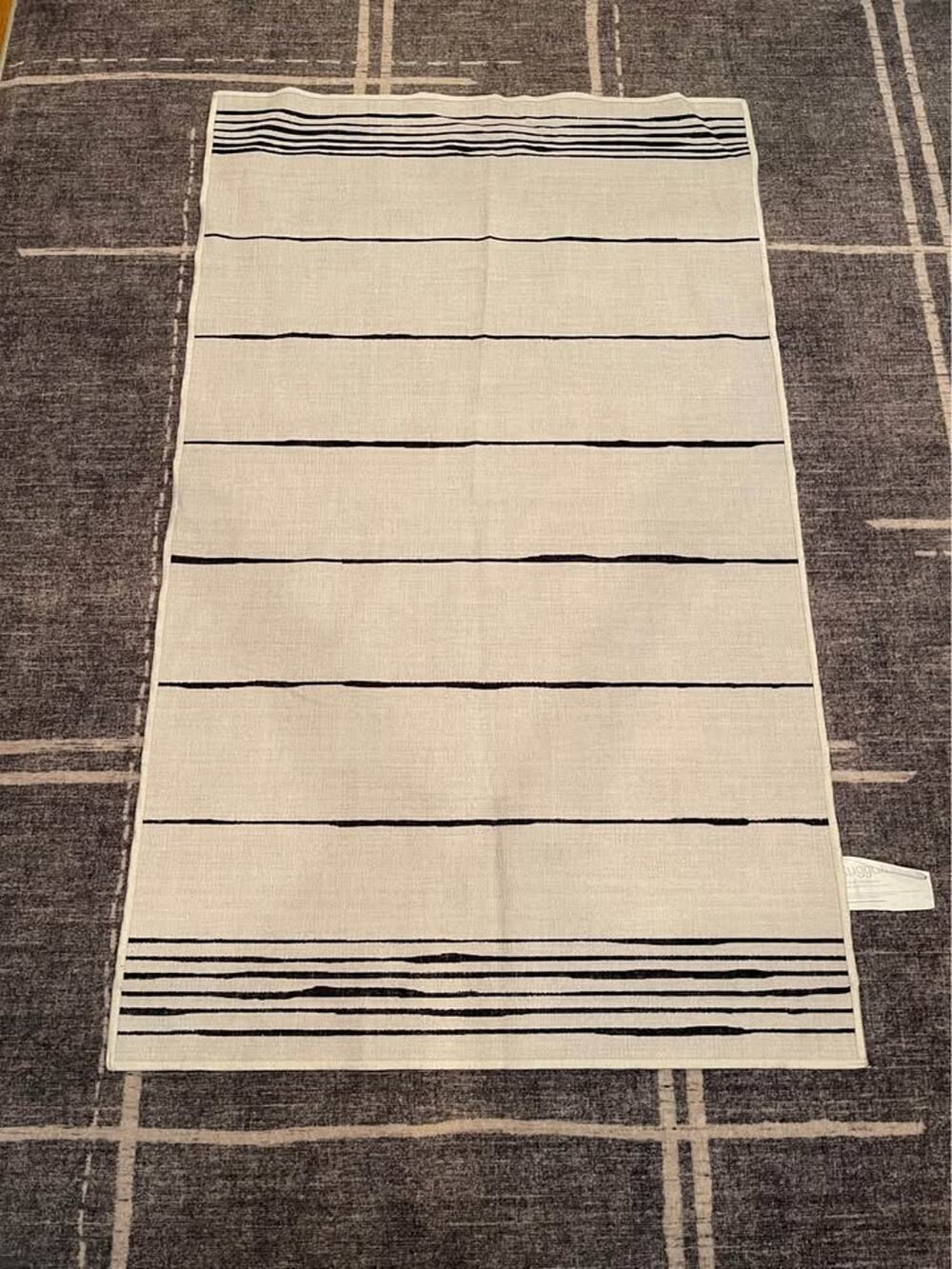 Ruggable Washable Rug Cover ONLY - Cream & Black Stripe 3x5